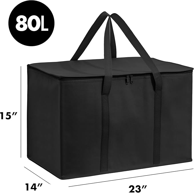 Carrywell Insulated Food Delivery and Catering Bags, XXXL Pizza Delivery and Reusable Warming Bag, Thermal Insulation Tote for Hot and Cold Food, Doordash, Not-Made In China