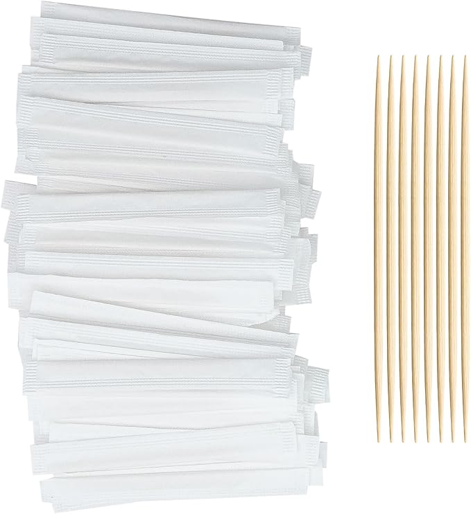 HOPELF Bamboo Toothpicks by Individually Wrapped for Appetizer, Olive, Barbecue, Fruit, Teeth Cleaning,Double-Points Wooden Toothpick.2000 Count