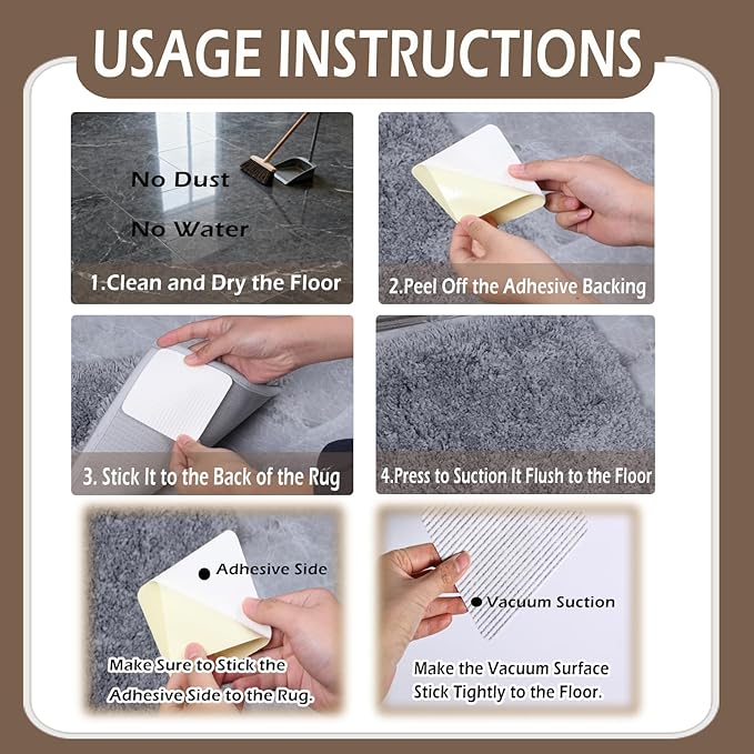 FuKuEn Rug-Gripper, Anti Slip Rug Grippers for Carpet, Upgraded Area Rug Pad Grippers Extra Sticky on Tile, Non-Slip Rug Pads Stopper for Hardwood Floor Washable Rug Tape Stickers 12x12cm 4 Pieces