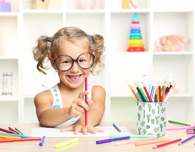 WAVEYU Cactus Pen Holder, Stand for Desk Pencil Cup for Girls Kids Durable Ceramic Desk Organizer Makeup Brush Holder for Office, Classroom, Home