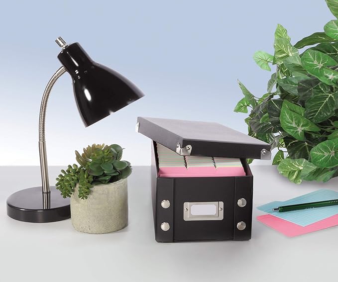 Snap-N-Store Index Card Holder Storage Box - Collapsible Organizer Box fits 1100 Flash Cards - Business, Recipe, or Note Card - 4 x 6, 2 Pack, Black