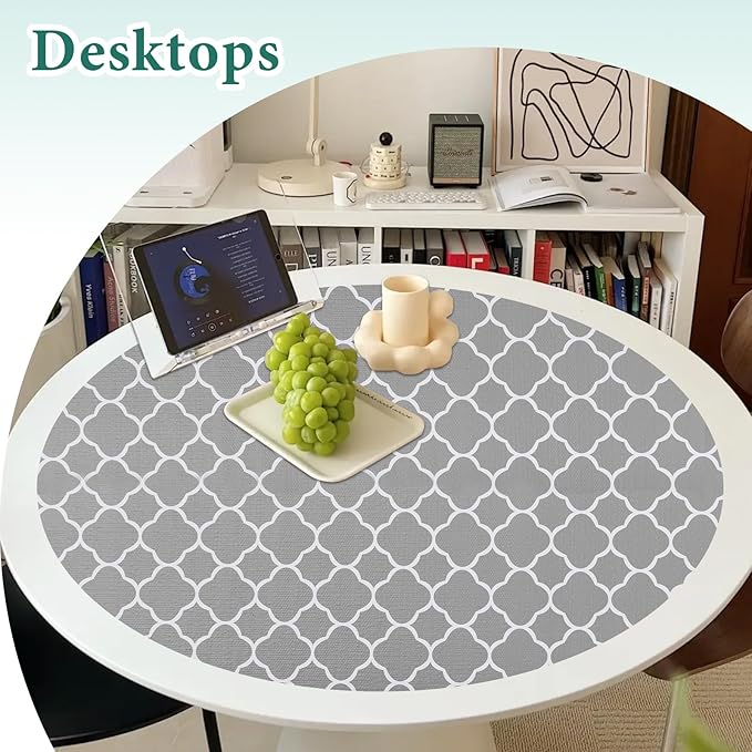 Shelf Liners for Kitchen Cabinets 17.3in x 20FT Non Adhesive Drawer Liner Gray Quatrefoil Thickened Shelf Liner Strong Non-Slip Easy to Clean for Tool Box Refrigerator with Knife and Tape Measure