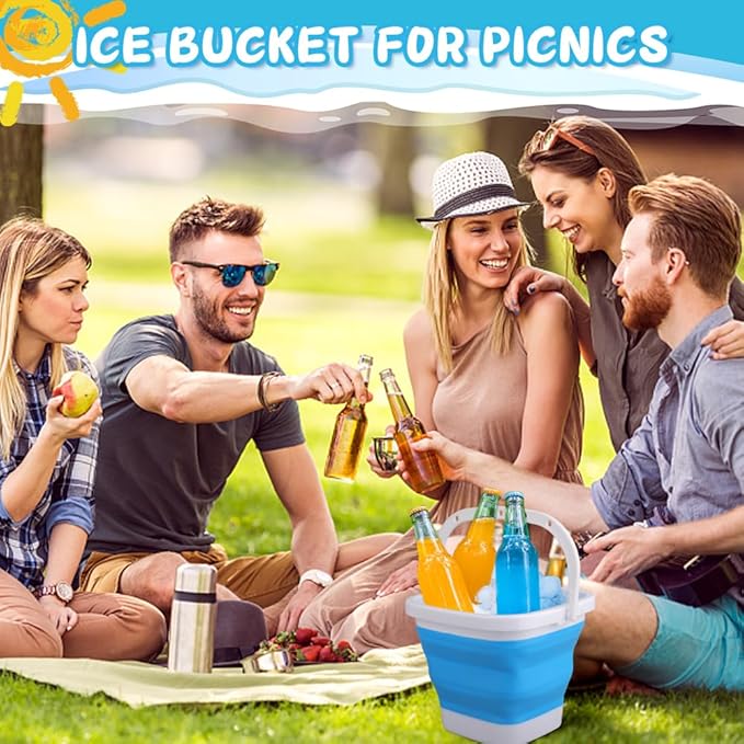 3PCS Collapsible Beach Bucket Sandbox Kit Building Toys for Kid, Small Pail for Washing Camping Fishing, Foldable Bucket Sand Pail Water Can for Garden Planting, Traveling, Beach Summer Toys Fun