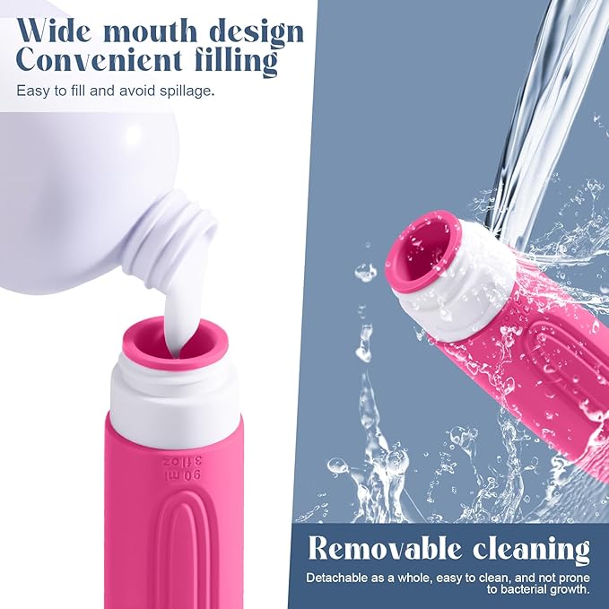 Travel Bottles for Toiletries, 3oz TSA Approved Travel Size Toiletries, Silicone Leak-Proof Refillable Containers, Squeezable Liquid Essentials Bottles W/Clear Bag (RED)