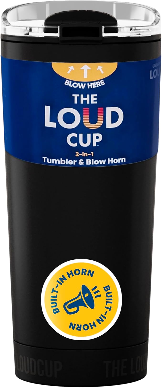 The LoudCup Blow Horn Tumbler, Cheer & Sip 2-in-1 Reusable Water Bottle with Built-In Horn for Sports Games, Tailgates, Parties & Events, BPA-Free