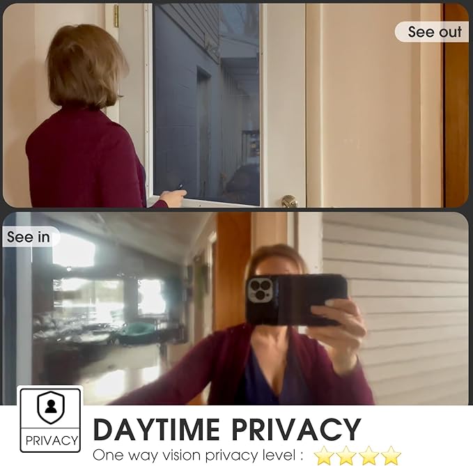 Window Tint for Home Window Privacy Film See Out Not in,Heat Block 95% UV One Way Reflective Window Film Static Cling for Door Window Home Office(Black 45.2X393.7 inch)