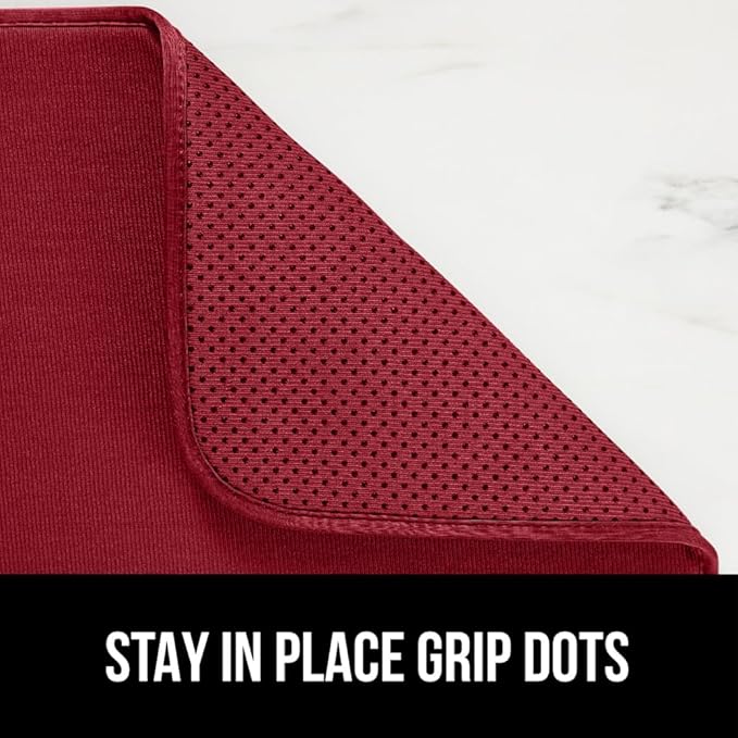 GORILLA GRIP Ultra Water Absorbent Microfiber Dish Drying Mat, 18x24, Quick Dry Thick Mesh, Slip Resistant Pad for Sink Dishes or Under Rack, Kitchen Counter Accessories, Machine Wash, 2 Pack Red