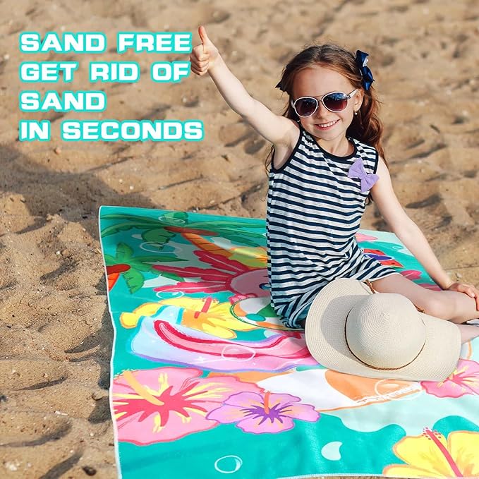 WERNNSAI Beach Towel for Kids, 30”x 60”Axolotl Quick Dry Sand Free Kids Beach Towel for Girls Personalized Beach Towel Pool Camping Travel Towel Soft Beach Blanket Bath Shower Towel