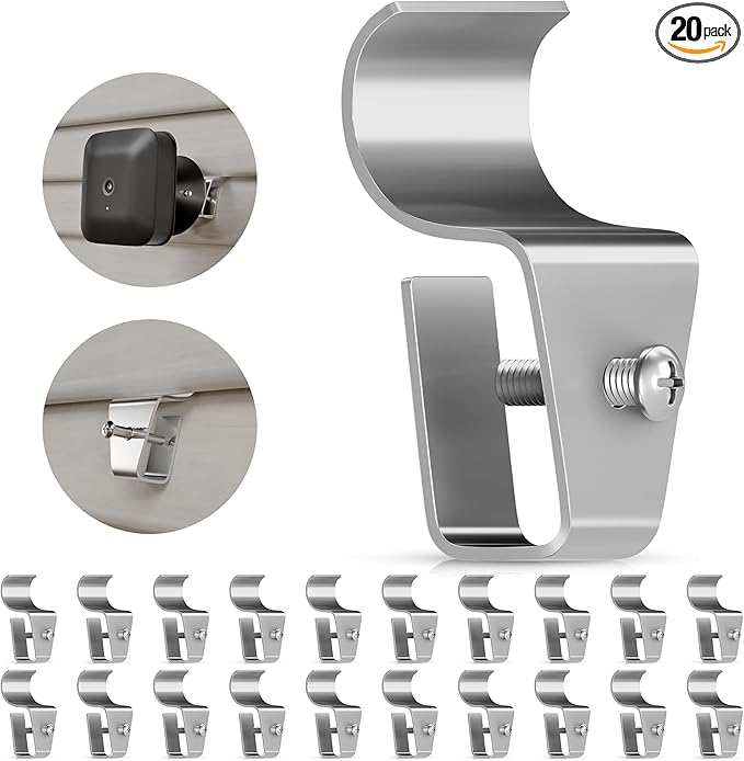 Goabroa Vinyl Siding Hooks 20 Pack, New Upgrade Siding Hooks for Home Security Camera Mount, No Hole Hanger Heavy Duty Stainless Steel Vinyl Siding Light Clips