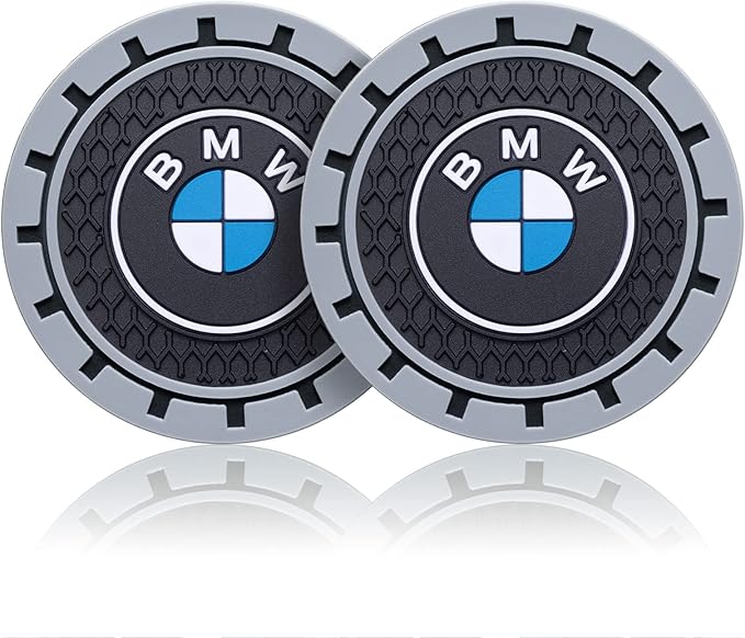 Car Cup Coaster, 2PCS Universal Non-Slip Cup Holders, Compatible with BMW Series Car Cup Holder Coasters，Car Drink Coaster Holder Accessory, Black