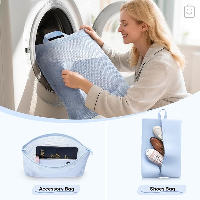 Veken 9/11 Set Compression Packing Cubes for Travel Essentials, Compressible Expandable Large Luggage Suitcase Organizer Bags for Clothing, Durable Space Saver Storage Bags (Light Blue)