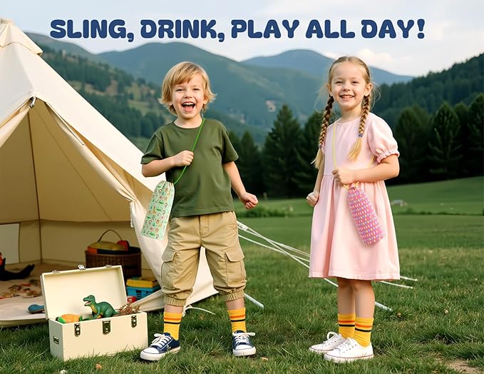 12 oz Kids Stainless Steel Water Bottle: 2-in-1 Straw Spout Lid, Leakproof, BPA-Free, Easy Clean, Keep Cold 24H, Insulated Cup with Carrier Bag for School, Travel, Playtime, Gift (Dreamy Unicorn)