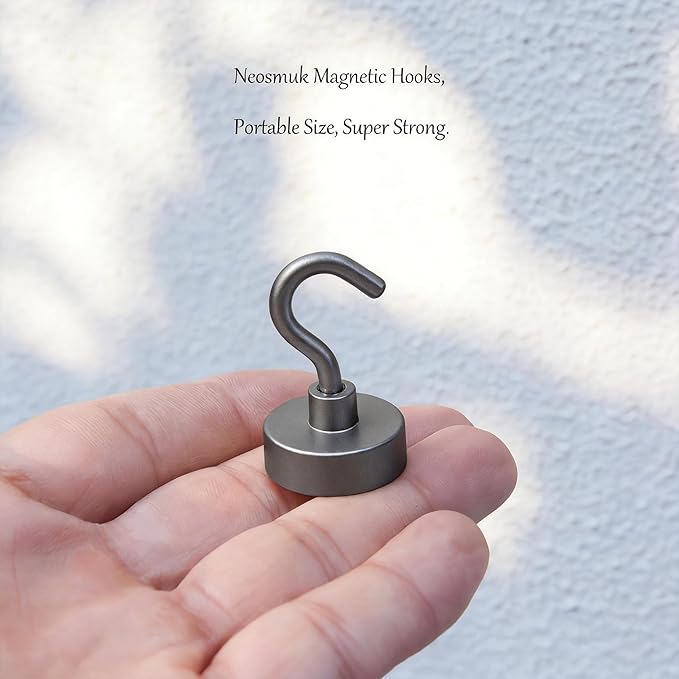 Neosmuk Magnetic Hooks, Heavy Duty 40lb+ Strong Magnet Hook for Cruise Cabins, Cruise Ship Essentials for Hanging, Metal Wall Refrigerator Hangers (Gunmetal, 10 Pack)
