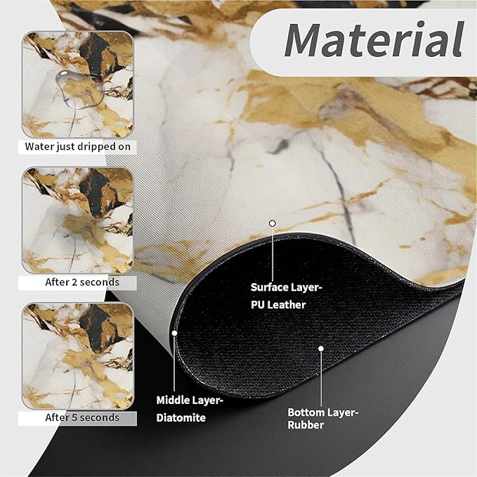 Kitchen Sink Splash Guard，Abstract marble gold Faucet Mat Sink Gadgets-Super Absorbent Fast Drying Mat Drip Catcher for Kitchen, Bathroom,Sink Mat, Dish Drying Mat, Bathroom(15" X 5.5" )