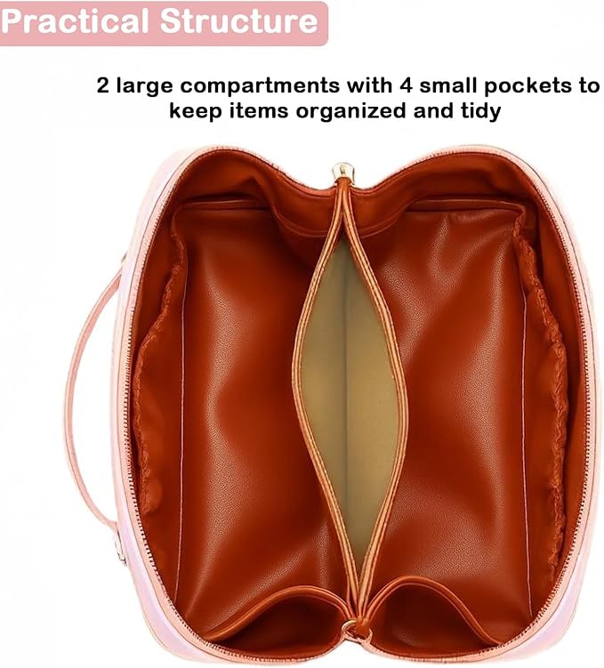 Travel Makeup Bag,Large Capacity Cosmetic Bags for Women,Waterproof Portable Pouch Open Flat Toiletry Bag Pattern Makeup Bag