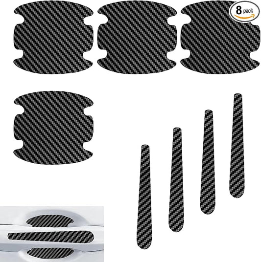 8PCS Car Door Handle Scratch Protectors, Carbon Fiber Vehicle Doors Handle Cover Guard Protective Film, Waterproof Car Door Handles Bowl Sticker, Universal Accessory for Most Auto Handles