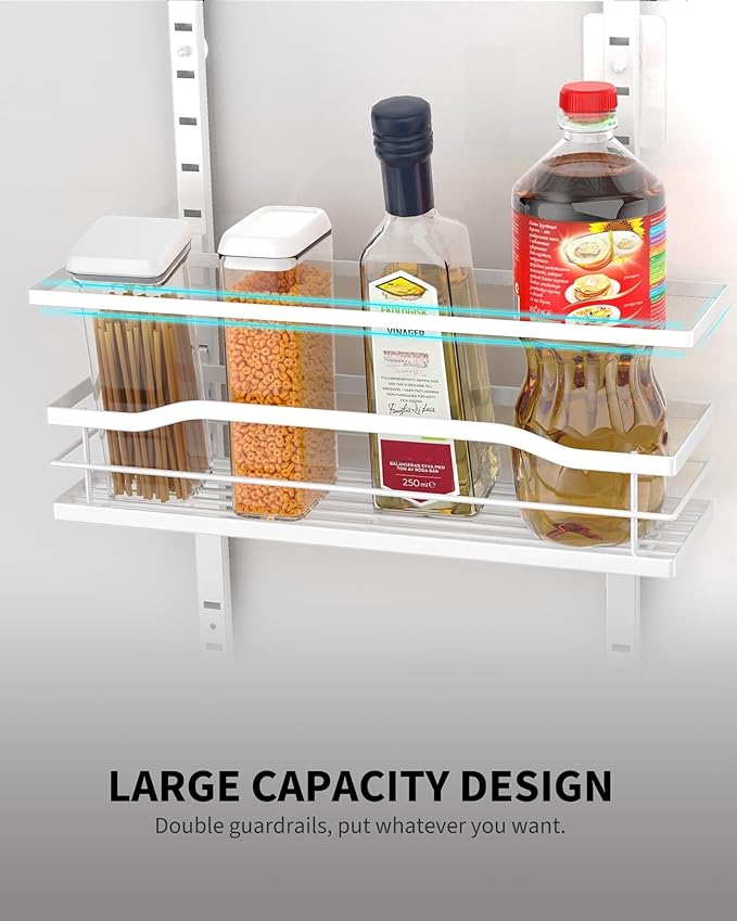 Moforoco White 6-Tier Over-the-Door Pantry Organizer, Pantry Organization Storage, Door Metal Hanging Spice Rack Basket Shelves, Home Kitchen Apartment Essentials, Laundry Room Bathroom Organization