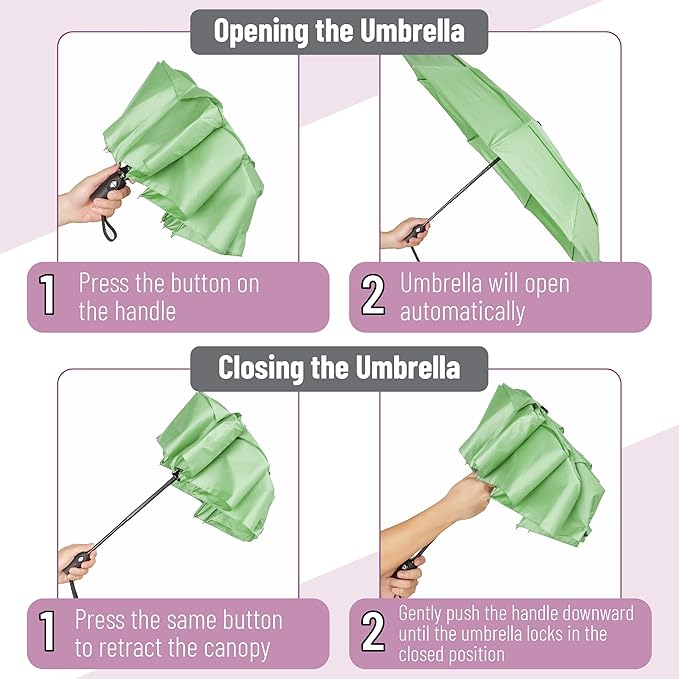 Mr. Pen- Windproof Travel Umbrella, Small Water-Resistant Automatic Folding Umbrella for Rain and Sun, Light, Compact and Portable for Women & Men, Fits Car & Backpack