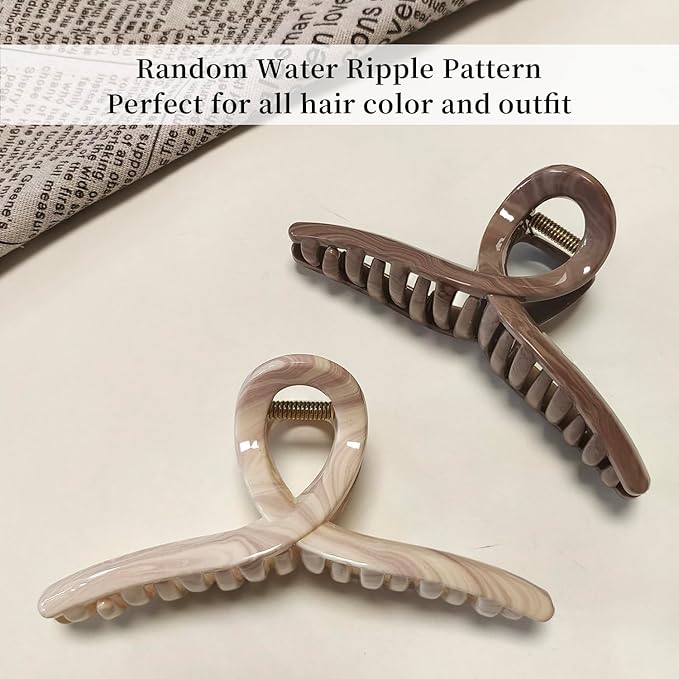 5 Inch Extra Large Claw Clips, 13 CM No Slip Glossy Jumbo Unbreakable XL Hair Clips for Thick Long Curly Hair, Big Hair Claw Clips, 2 Pack