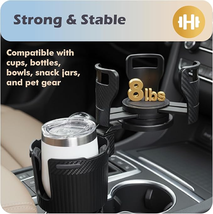 OtterVerz 11 Upgraded Car Cup Holder Expander,2 in 1 Extra Cup Holder for Car, Double Automotive Cup Holder Extender Adapter, Fits Hydro Flask, Yeti, Nalgene, 32/40 oz Large Bottles Drinks Mugs