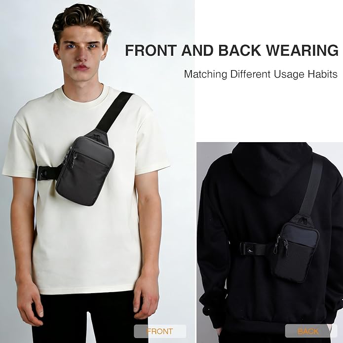 Mini Sling Bag for Men Women, Small Crossbody Casual Utility Chest Phone Bag for Travel Workout
