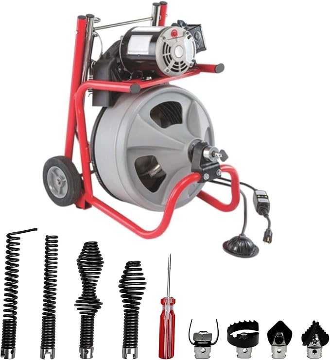 10-Piece Drain Snake Attachments for Ridgid K-400 Accessories, Drain Snake Drill attachment includes Cutting tools, Sawtooth, Glove for C4/6/7/8