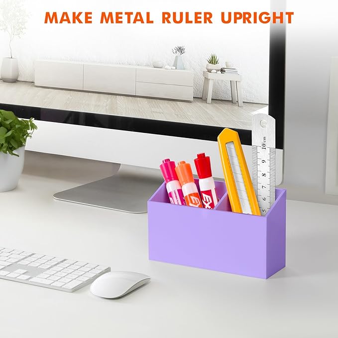BEYGORM Magnetic Dry Erase Marker Holder for Whiteboard, Non-slip Acrylic Magnet Pen Holder for Fridge Refrigerator, Locker Organizer for Work, Locker Accessories, Pencil Cup for Desk (Purple)