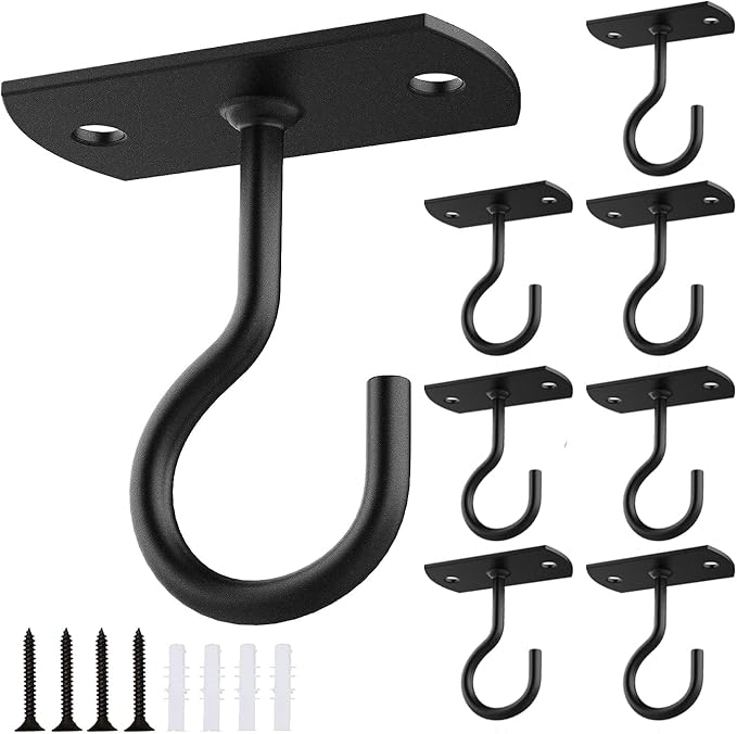 ASZUNE 2.5in Ceiling Hooks for Hanging Plants 8Pcs Black