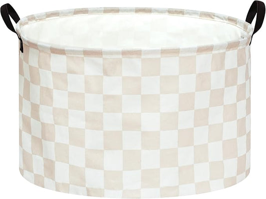 Checkered Storage Basket Extra Large 80L Kids Hamper Baby Laundry Basket Waterproof Toys Car Organizer Collapsible Canvas for Home/Dorm/Pet/Office/Closet/Shelf/Gift Baskets