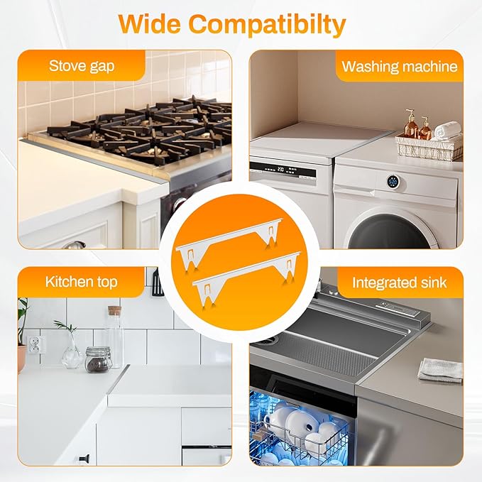 ItsNio 2Pack Upgrade 316 Stainless Steel Stove Gap Covers, Stove Gap Filler, Oven Gap Filler, Oven Side Gap Filler, Range Trim Kit, Heat Resistant and Easy to Clean, Length 23.4" Width 0.78"(Silver)
