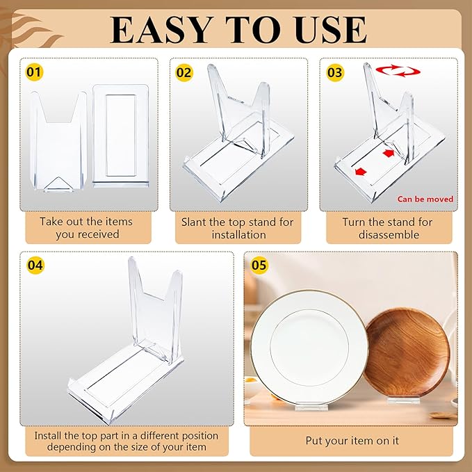 12 Pack Clear Acrylic Adjustable Desktop Book Stand & Display Easel for Tablet Phone Clutch Bag Plate Artwork Magazine Picture Comic Album CD Postcard - Home Office Back to School