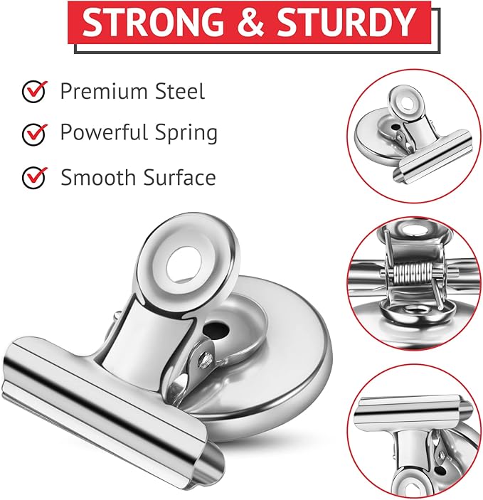 24 Pack Magnetic Clips Fridge Magnets Heavy Duty Magnet Clips for Whiteboard & Refrigerator Wide Scratch Safe Best for House Office School Use