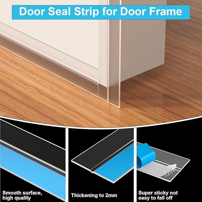 Weather Stripping Door Seal, Seal for Frame and Gaps Draft Stopper,Glass Shower Door Sweep, Clear, 36 Feet x 1 Inch