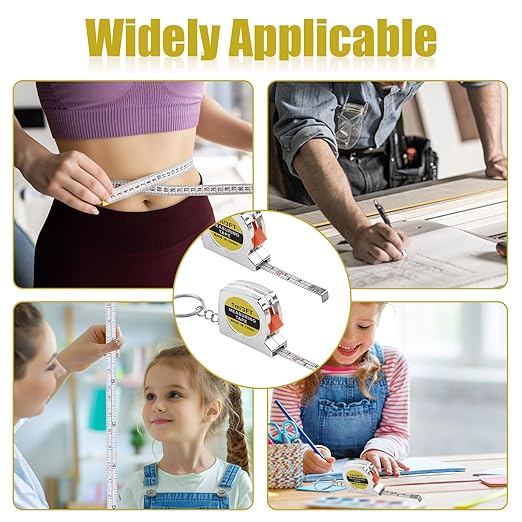 30 Pack 3ft Mini Tape Measure Keychain, Sliver Portable Retractable Small Tape Measure with Slide Lock, Construction Party Favors for Prize Bag Filler DIY Projects School Office Home Project Daily Use