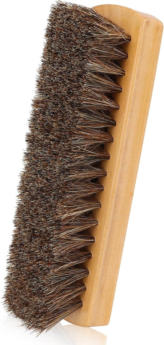 Shoe Brush, Horsehair Shoe Brush Shoe Cleaning Brush Boot Brush for Leather, Shoe Brushes Shoe Shine Brush Brush Shoe Polish Brush for Cleaning and Care Leather Shoes Clean Dauber Applicators