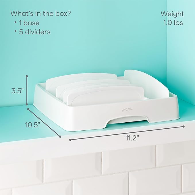 YouCopia StoraLid Adjustable Food Container Lid Organizer for Kitchen Cabinet Storage, Medium Classic Edition