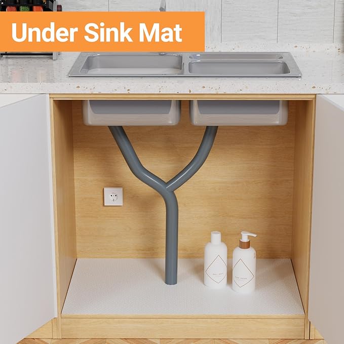 FLPMIX Shelf Liner 22 inch Wide - Waterproof Cabinets Liners, Non Adhesive, Easy to Cut Under Sink Mat Liners for Kitchens Drawer, Shelves, 22 X 300Inch White