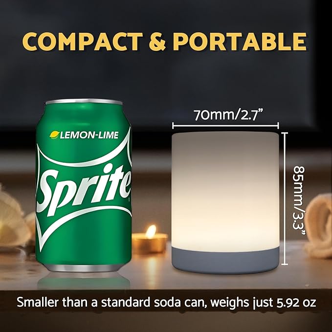 Touch Night Light for Baby Nursery, Small Cordless Lamp, Dimmable Portable Rechargeable Battery Operated Night Light, Wireless Bedside Mini Lamp for Bedroom, Bathroom