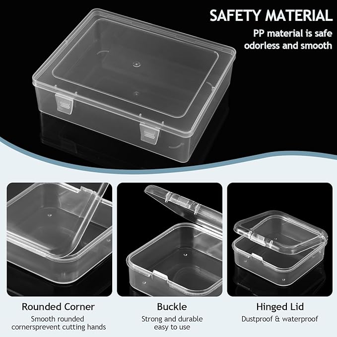 Bead Organizer Box, 30pcs Small Clear Plastic Storage Containers, Craft Storage Box Features Hinged Lid and Labels, Mini Boxes for Bracelets, Jewelry, Diamonds, Clay Beads, Screws, Seeds, Small Parts