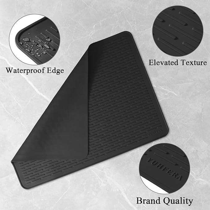 YUHFERA Stove Top Cover for Electric Stove - Silicone Stove Mat for Glass Top, Glass Cooktop Protector, XL Dish Drying Mats for Kitchen,Oven Covers for Electric Stove (Black,30 x 21)