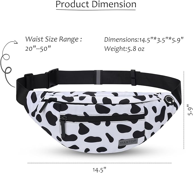 MAXTOP Large Crossbody Fanny Pack with 4-Zipper Pockets, Gifts for Enjoy Sports, Festival, Workout, Traveling, Running, Casual, Hands-Free Wallets, Waist Pack, Phone Bag, Carrying All Phones