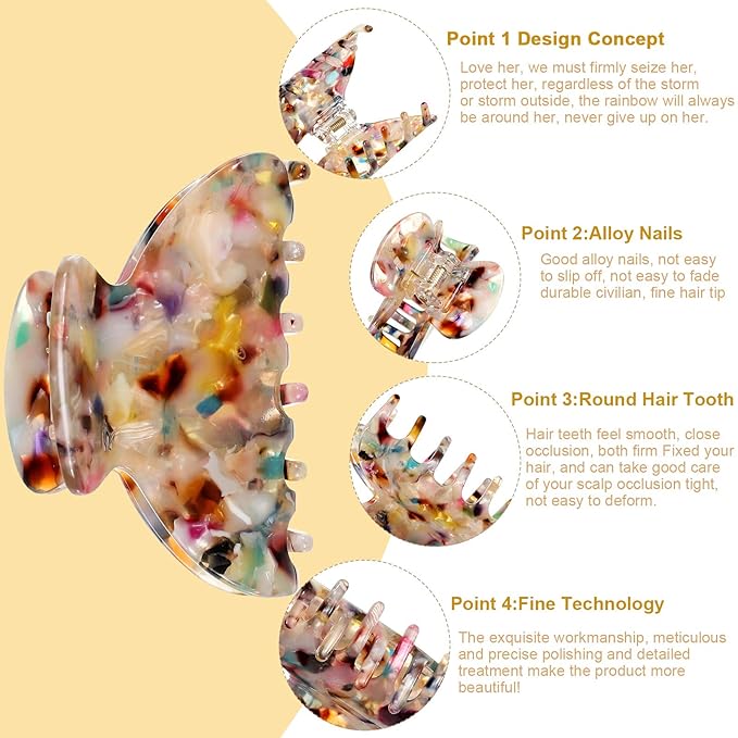 WILLBOND 6 Pieces Medium Hair Claw Clips for Thin Hair 2.6 Inch Tortoise Shell Clip Banana Jaw Hairpin French Style Barrettes Head Accessories for Women Girls(Stylish Patterns)