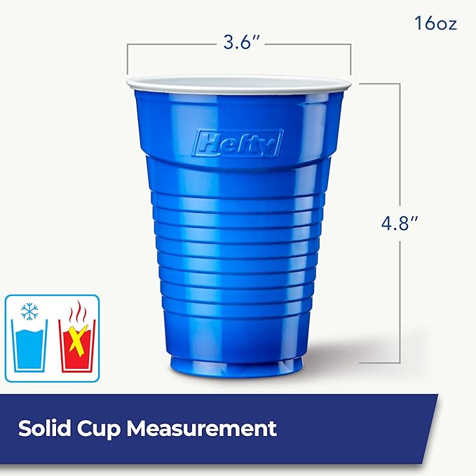 Hefty Party On Disposable Plastic Party Cups, 76 Count, 16 Oz Cups in Assorted Patriotic Colors and 18 Oz Clear Cups with Festive Firework Print for Fourth of July Celebrations and Summer Entertaining
