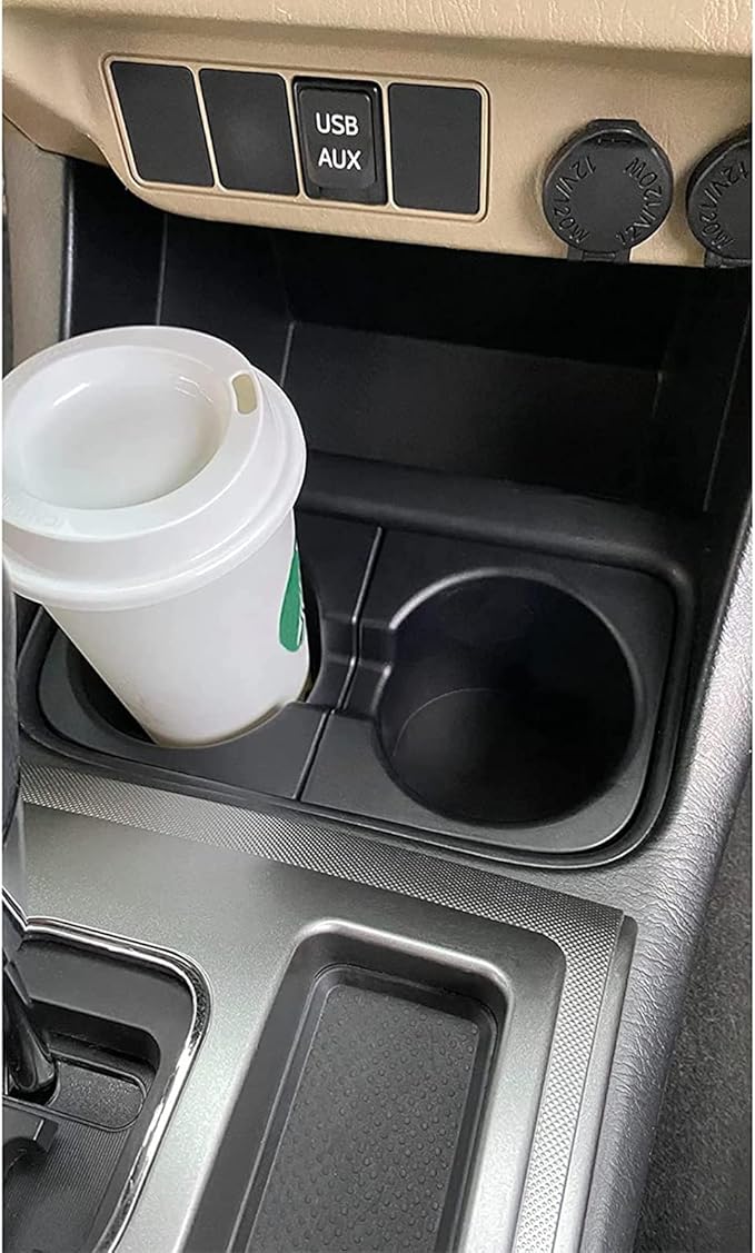 JDMCAR Car Cup Holder Inserts Replacement for Toyota Tacoma 2005 to 2015, Durable Cup Holder Inserts Drink Holder Accessories 66991-04012,66992-04012, Basic Black