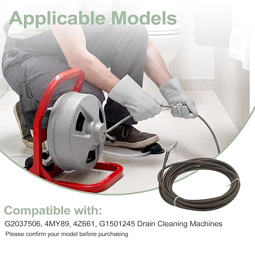 62235 C-2 Drain Cleaning Cable 5/16 Inch x 25 Ft Hollow Core Drain Cable with Drop Head Auger Fits K-39 K-40 K-45 K-50 G2037506 4MY89 4Z661 G1501245 Drain Cleaning Machines