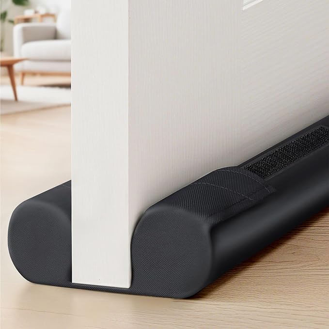 Door Draft Stopper, Draft Stopper for Bottom of Door, 30” Under Door Draft Covers Gap up to 2.36”, Adjustable Door Sweep for Noise, Bugs, Cold Air, Dust, Easy Install Draft Blocker(Black)
