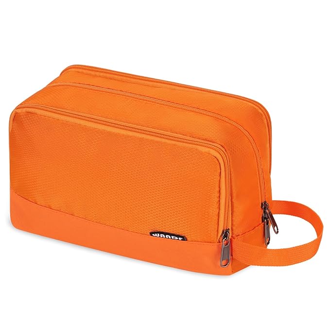 Toiletry Bag for Men, Hanging Dopp Kit, Water-Resistant Shaving Bag, Small Toiletry Bag for Traveling (Pure Orange)