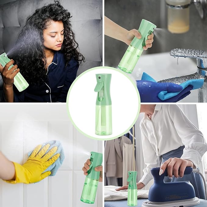 Spray Bottle for Hair (6.8OZ /200ML) Continuous Ultra Fine Mist Sprayer for Hair, Salons, Barber, Plants, Skin Care, Cleaning 1 Pack CLEAR Green