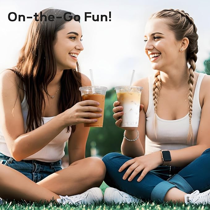 AOZITA 25 Pack - 16 oz Plastic Cups with Lids and Straws, Clear Iced Coffee Cups with Lids, Disposable Cups with Lids for Cold Drinks, Iced Tea, Milkshakes, Smoothies - Durable & BPA Free