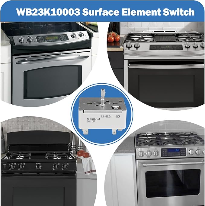 WB23K10003 Burner Control Switch (8 Inch) Replaces Parts: 1085975, AP3792641, PS953500, EAP953500, WB23K10003-25PK Compatible with GE